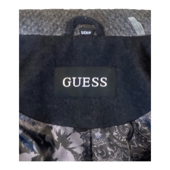 Guess Asymmetrical Zip Colorblock Coat Faux Leather Trim Wool Blend Small WA1 - Picture 3 of 7